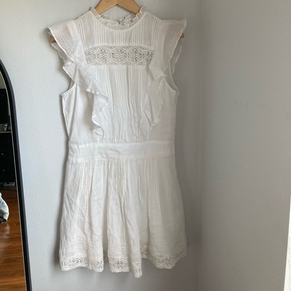 Frame Lace Pintuck Pinafore Dress Blanc M - Picture 5 of 12